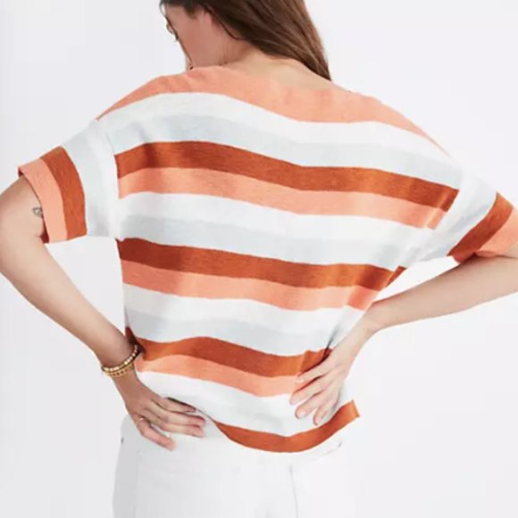 Madewell Boxy Sweater Tee | Striped | Cotton | Size L - Picture 3 of 9